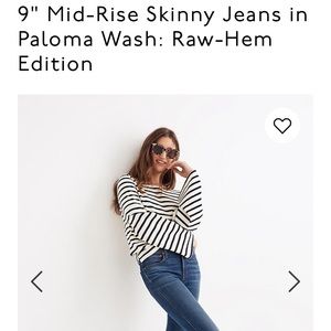 Madewell 9in High Rise Skinny Paloma wash